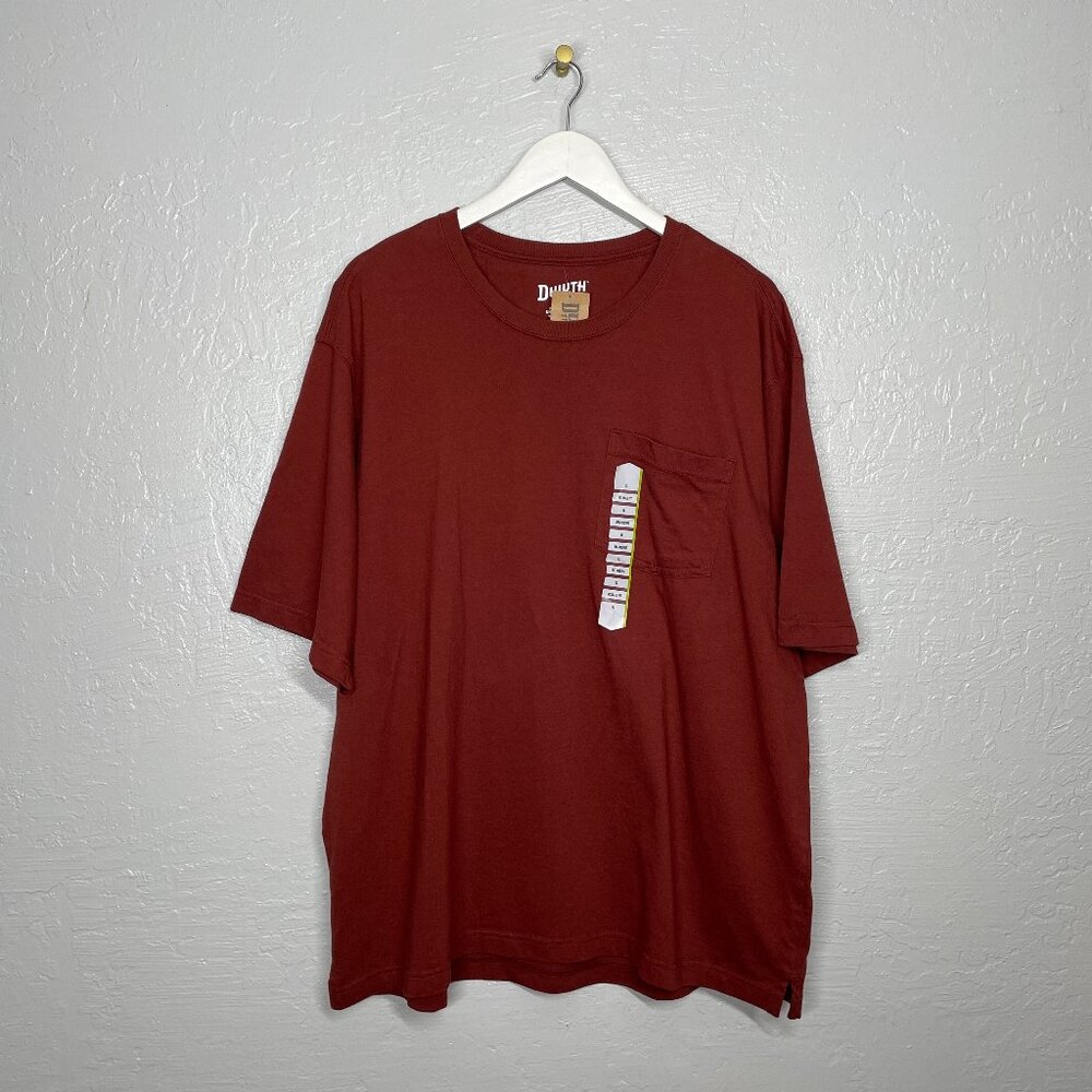 Duluth Trading Men XL Rust Red Relaxed Fit Un-Longtail T-Shirt Crew Neck Cotton